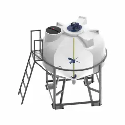 Емкость ЦКТ 3000 с патрубком 110 мм в обрешетке с двухъярусной лопастной Ж-Т мешалкой