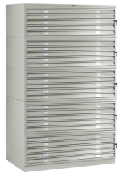 Шкаф металлический картотечный (картотека) для чертежей ПРАКТИК A0-25, А0, 25 ящиков, 2050x1359x927 мм