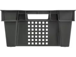 Ящик пластиковый перфорированный, 600x400x200 мм, 48 л, черный [102-У]