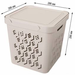Ящик с крышкой универсальный Deluxe, 286x286x286 мм, 18л, светло-бежевый