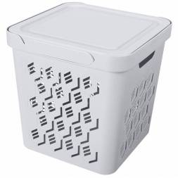 Ящик с крышкой универсальный Deluxe, 286x286x286 мм, 18л, светло-серый