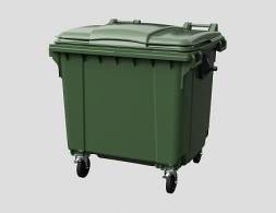 Контейнер пластиковый для мусора (ТБО/ТКО) с крышкой на колесах, 1100 л