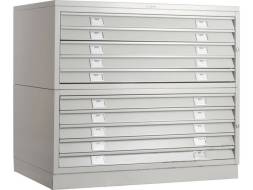 Шкаф металлический картотечный (картотека) для чертежей ПРАКТИК A0-10, А0, 10 ящиков, 880x1359x927 мм