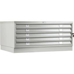 Шкаф металлический картотечный (картотека) для чертежей ПРАКТИК A0-5, А0, 5 ящиков, 491x1359x927 мм